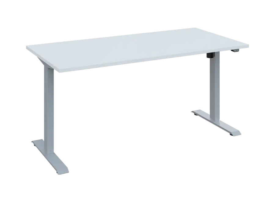 Flexi 28-16 výškově nastavitelný stůl, kovová podnož stříbrná, deska 25 mm, široký 1600 mm, bílá